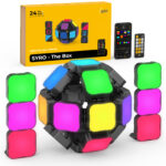 LinkedSparx The Box 3D Kit 24pc Smart LED RGB Square Lights with Letter Slides, Black