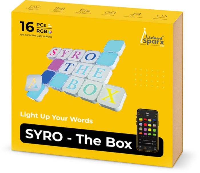 LinkedSparx The Box Kit 16pc Smart LED RGB Square Lights with Letter Slides