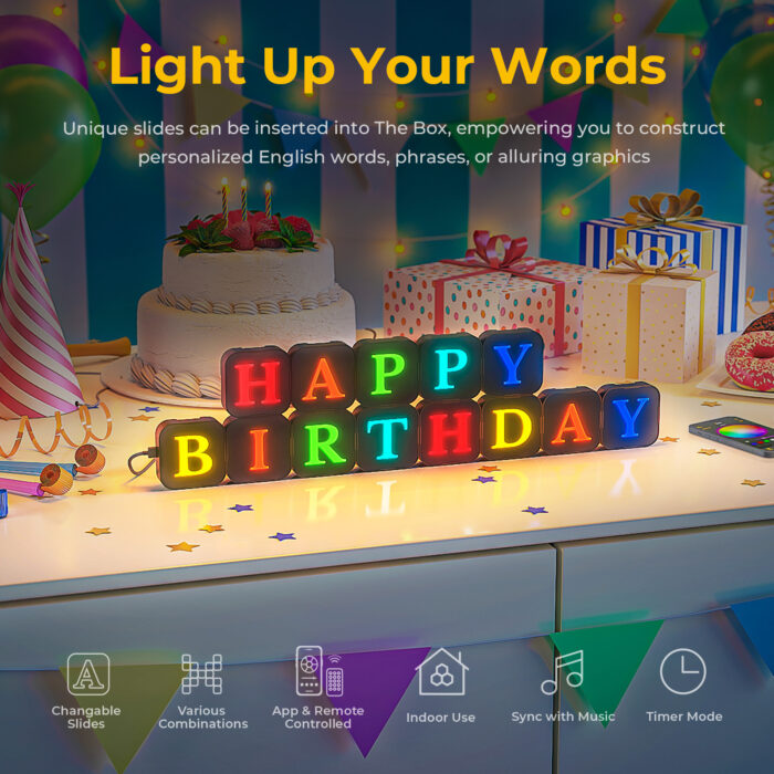 LinkedSparx The Box Kit 16pc Smart LED RGB Square Lights with Letter Slides