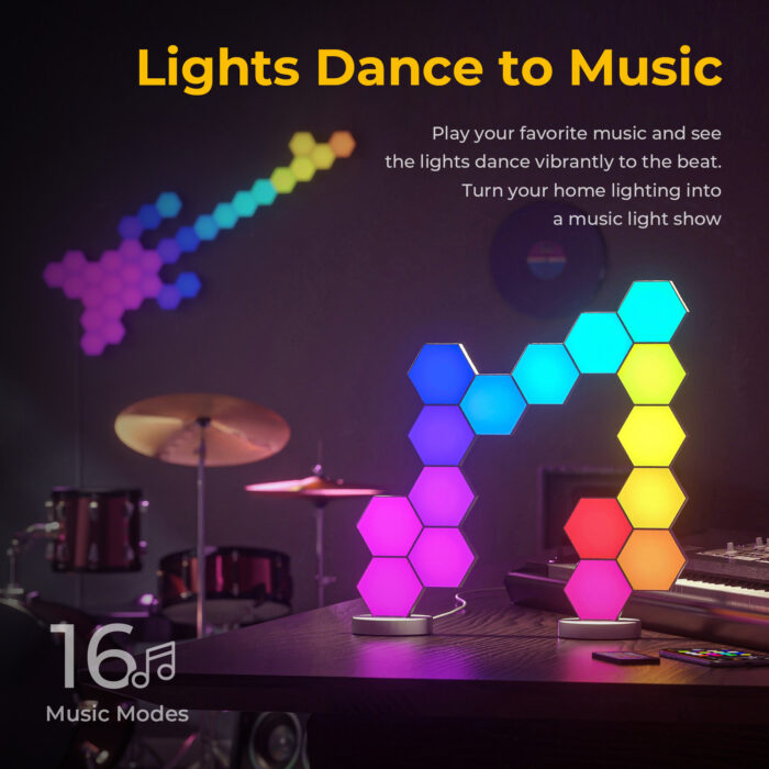 LinkedSparx Starter Kit 16pc Smart LED RGB Hexagon Lights, White