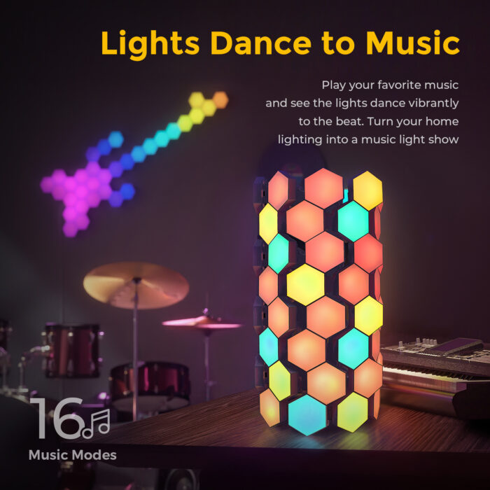 LinkedSparx Ultimate Kit 72pc Smart LED RGB Hexagon Lights, White