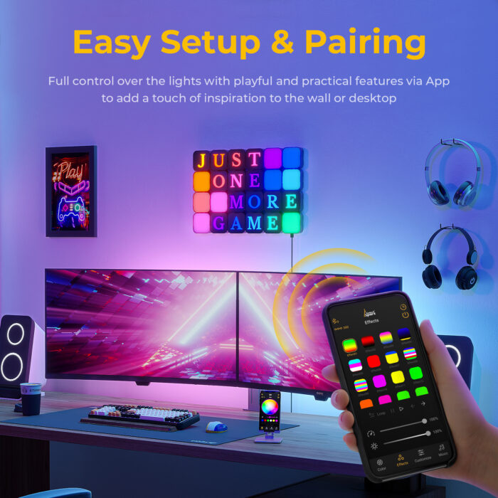 LinkedSparx The Box Kit 16pc Smart LED RGB Square Lights with Letter Slides