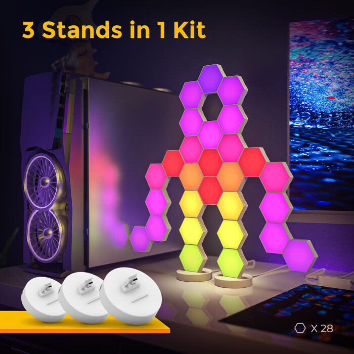 LinkedSparx Ultimate Kit 72pc Smart LED RGB Hexagon Lights, White