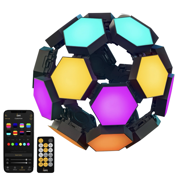 LinkedSparx Dyson Sphere Kit 20pc Smart LED RGB Hexagon Lights | Black - New