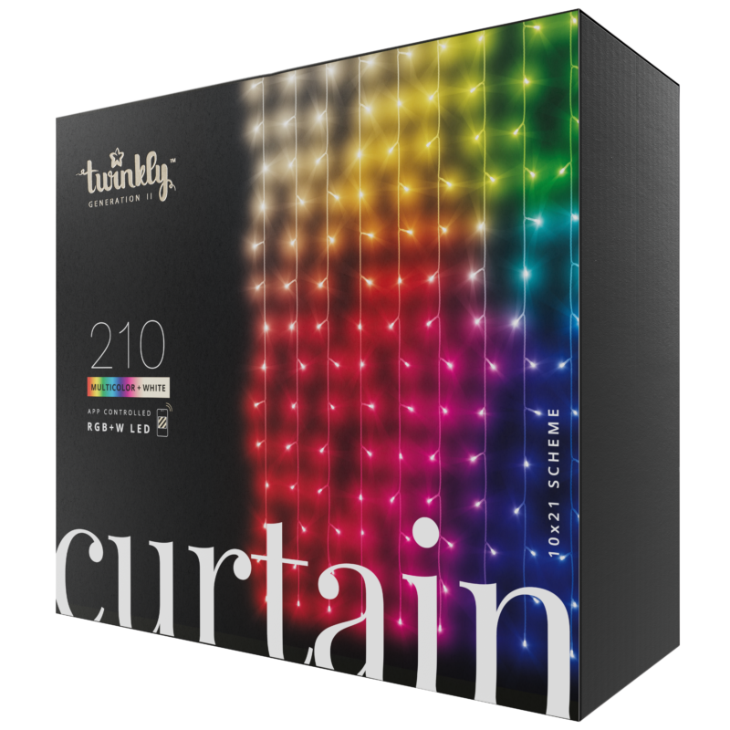 Twinkly | Curtain 210-LED Multicolor | 2.1M X 1.5M | Translucent Wire