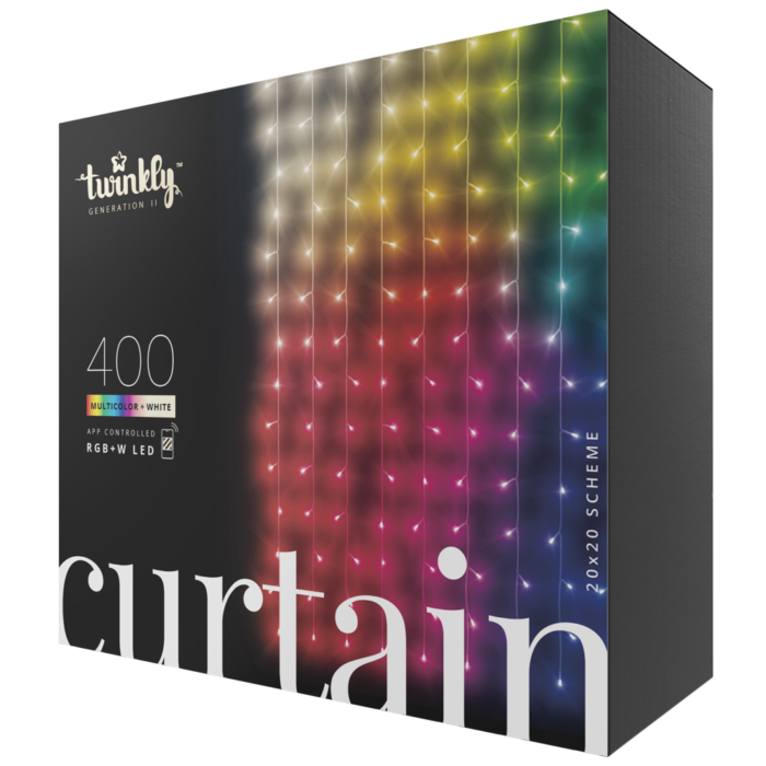 Twinkly | Curtain 400-LED Multicolor | 3M X 2M | Translucent Wire