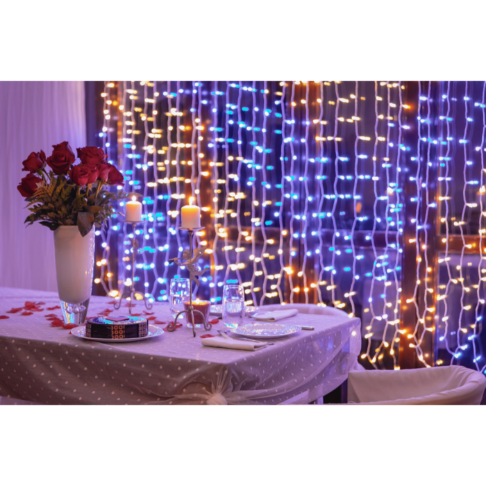 Twinkly | Curtain 400-LED Multicolor | 3M X 2M | Translucent Wire