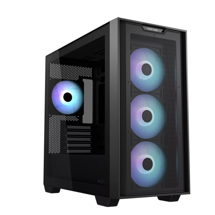 ASUS A21 PLUS TG Mesh Steel Black Micro-ATX Mid-Tower Desktop Chassis - Image 1