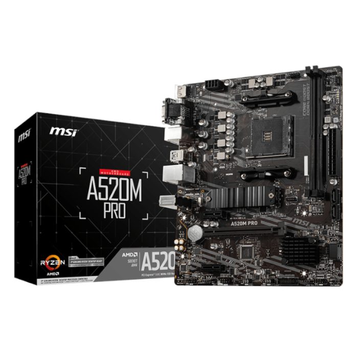 MSI A520M-PRO | AMD AM4 | DDR4 up to 64GB | M.2 + 4x SATA | mATX Gaming Motherboard - New - Image 1
