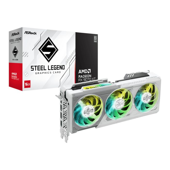 ASRock Radeon RX 9070 XT Steel Legend | 16GB GDDR6 | AMD RDNA 4 | PCIe 5.0 | Triple Fan - New - Image 1