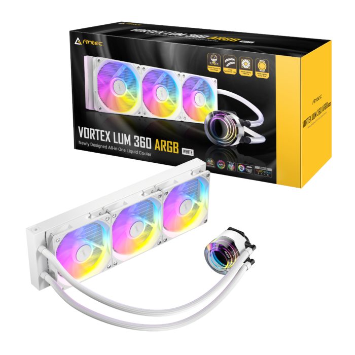 Antec VORTEX LUM 360 ARGB AIO | 360mm Radiator | 3x 120mm ARGB Fans | Intel & AMD Compatible - New - Image 1