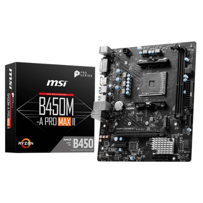 MSI B450M-A Pro Max II | AMD AM4 Socket | AMD B450 Chipset | 64GB DDR4 | Turbo M.2 mATX - New - Image 1