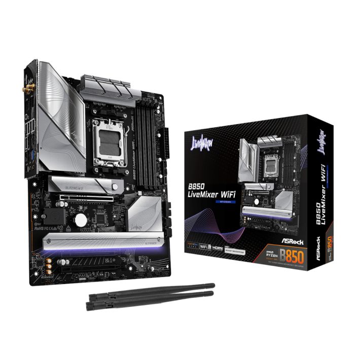 B850LIVEMIXERWIFI_ASRock-B850-LiveMixer-WiFi-AM5-ATX-Gaming-Motherboard_wr_01 ASRock B850 LiveMixer WiFi | AMD AM5 ATX | DDR5 Up to 256GB | PCIe 5.0 | WiFi 7 - New - Image 1