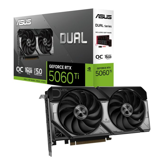 ASUS Dual GeForce RTX 5060 Ti OC | 16GB GDDR7 | 4608 CUDA Cores | 2632 MHz Boost | PCIe 5.0 - New - Image 1