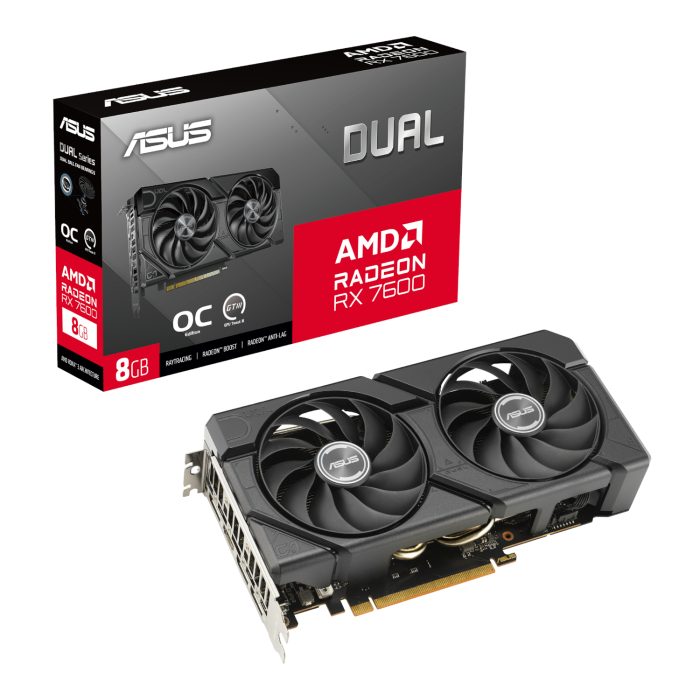 ASUS Dual Radeon RX 7600 EVO OC Edition | 8GB GDDR6 | Boost up to 2715 MHz | 4-Display Support | 2.5-Slot Dual-Fan - New - Image 1
