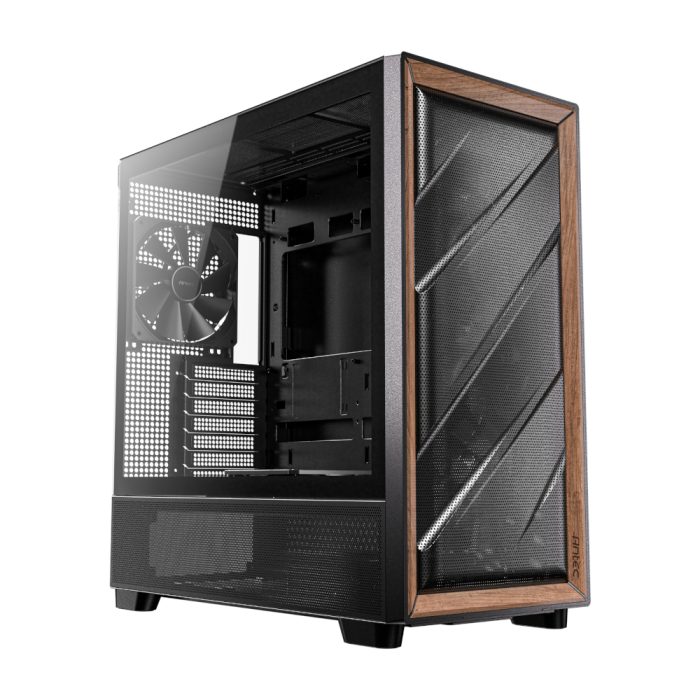 Antec FLUX ATX Wood Mid Tower | E-ATX Support | 5x PWM Fans | 408mm GPU Clearance | Tempered Glass - New - Image 1