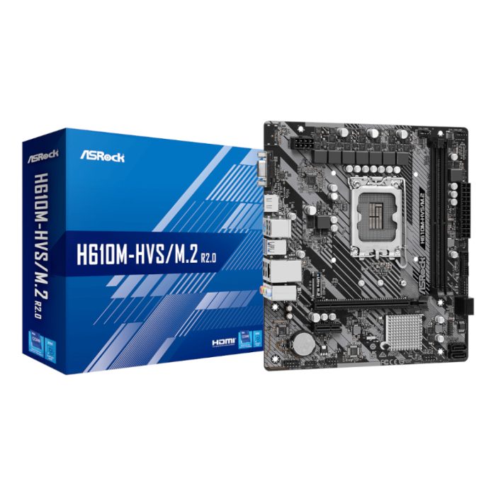 ASRock H610M-HVS/M.2 R2.0 | Intel LGA 1700 | Micro-ATX | DDR4 64GB | 4x SATA3 + Ultra M.2 - New - Image 1