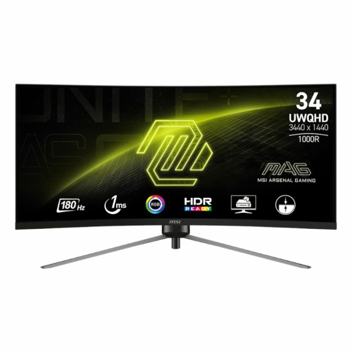 MSI MAG345CQR | 34-inch UWQHD Curved | VA 1ms | 180Hz | AMD FreeSync Premium - New - Image 1