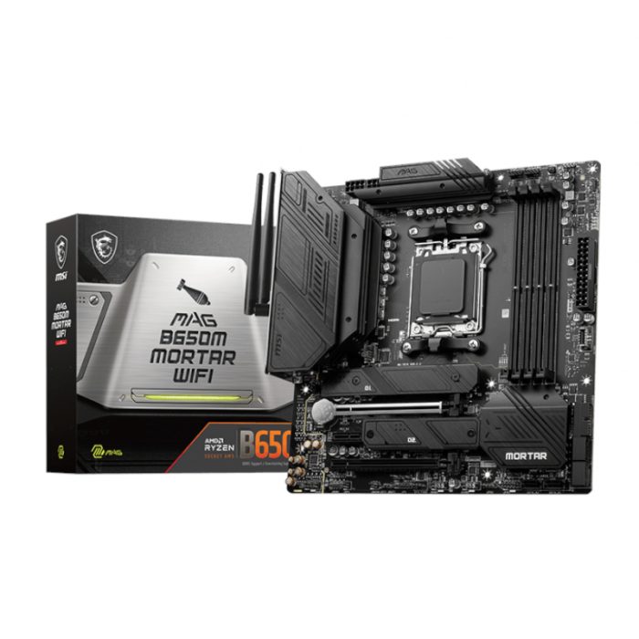 MAGB650MMORTARWIFI_wr_01a MSI MAG B650M MORTAR WIFI | AMD AM5 | DDR5 128GB | PCIe Gen 4 | mATX Gaming Motherboard - New - Image 1