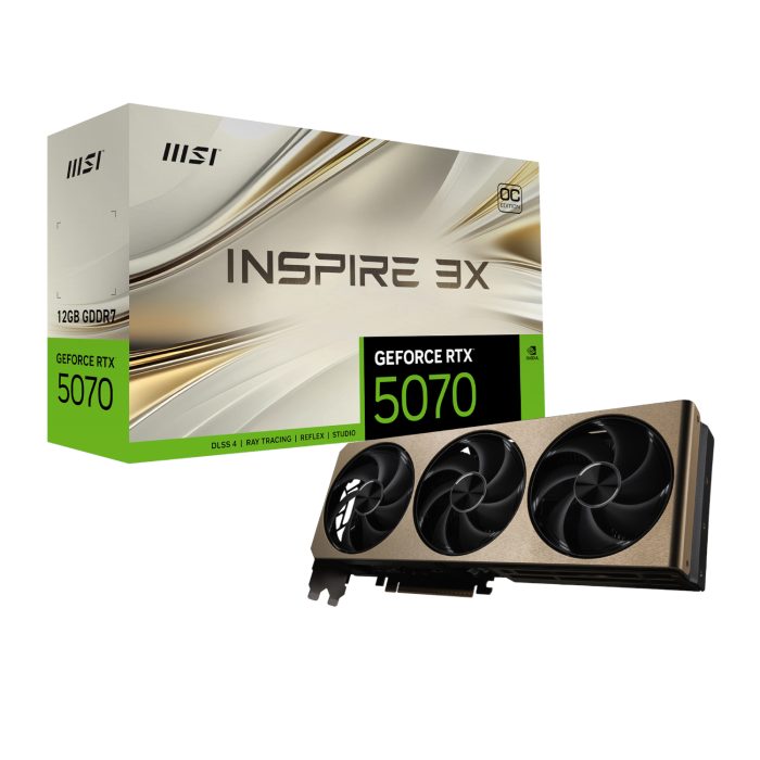MSI GeForce RTX 5070 INSPIRE 3X OC | 12GB GDDR7 | 6144 CUDA Cores | NVIDIA Blackwell | PCIe Gen 5 - New - Image 1
