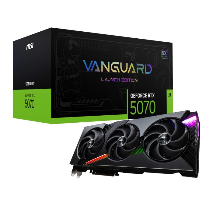 MSI GeForce RTX 5070 Vanguard SOC Launch Edition | 12GB GDDR7 | NVIDIA Blackwell | 2655 MHz Boost | PCIe Gen 5 - New - Image 1