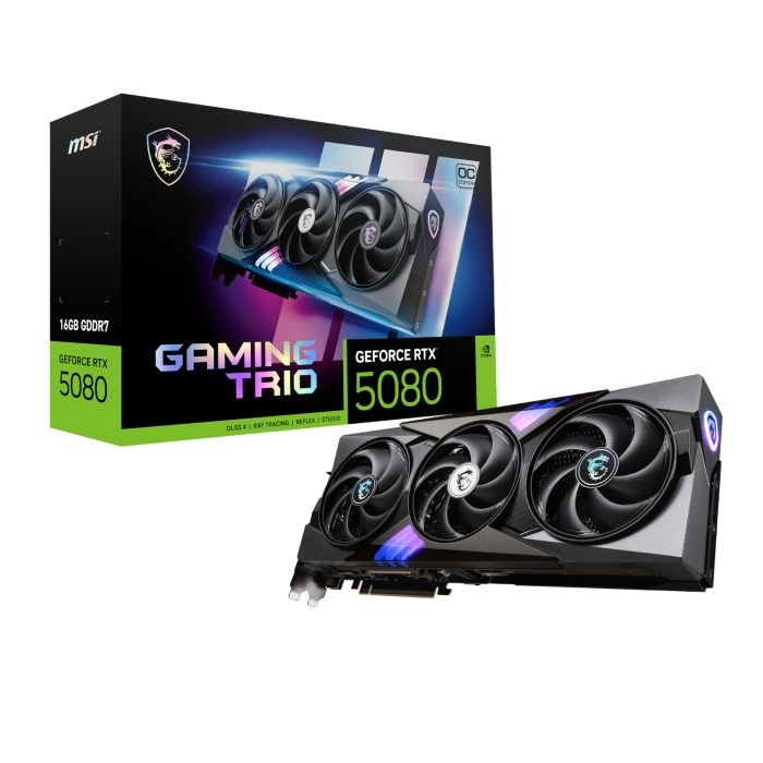 MSI GeForce RTX 5080 GAMING TRIO OC | 16GB GDDR7 | 10752 CUDA Cores | 2700MHz Boost | PCIe Gen 5 - New - Image 1
