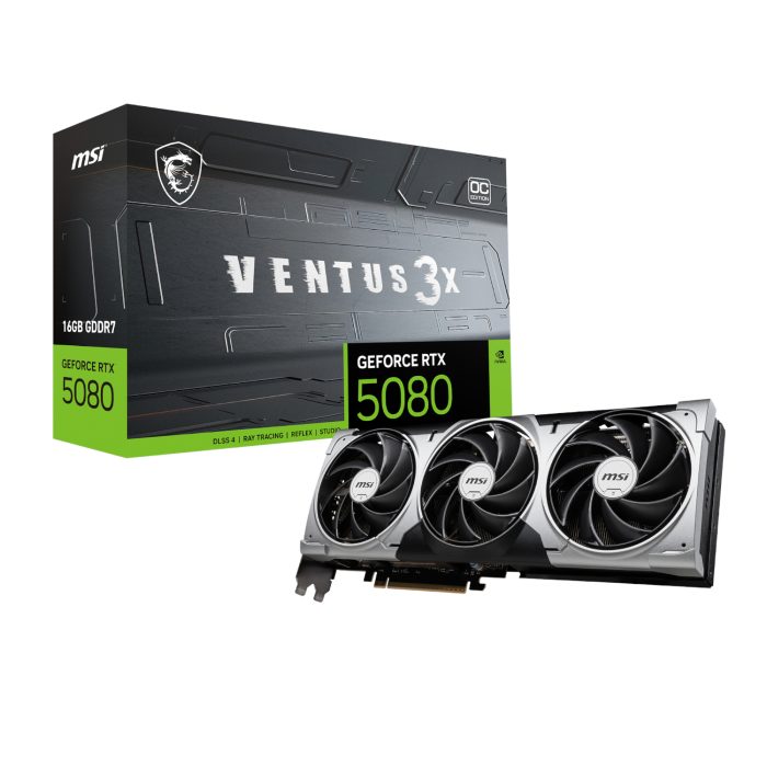 MSI GeForce RTX 5080 VENTUS 3X OC | NVIDIA Blackwell | 16GB GDDR7 | 2655 MHz Boost - New - Image 1
