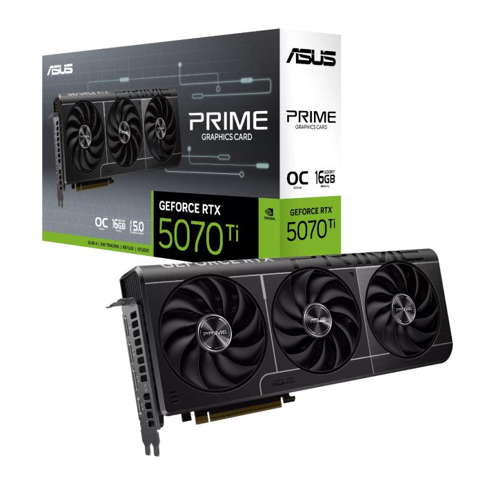 ASUS PRIME RTX 5070 Ti OC | 16GB GDDR7 | 8960 CUDA Cores | 2527MHz Boost | PCIe 5.0 - New - Image 1