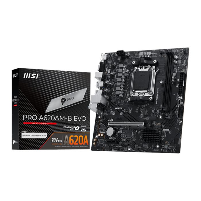MSI PRO A620AM-B EVO | AM5 Socket | AMD A620 Chipset | DDR5 128GB Max | M-ATX - New - Image 1