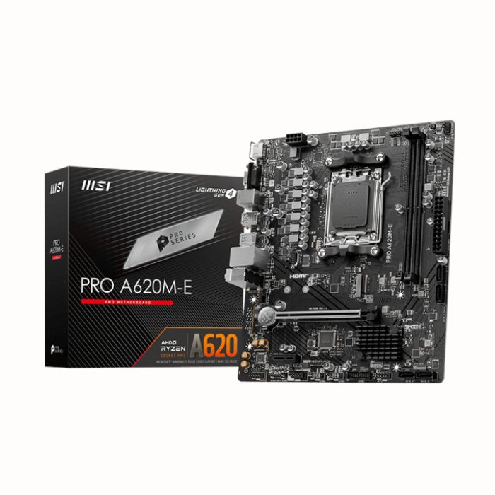 MSI PRO A620M-E | AMD AM5 Socket | DDR5 6400+ MHz | PCIe 4.0 | mATX Gaming Motherboard - New - Image 1