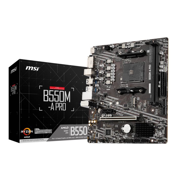 MSI B550M-A Pro | AMD AM4 Socket | AMD B550 Chipset | PCIe 4.0 | M-ATX Form Factor - New - Image 1