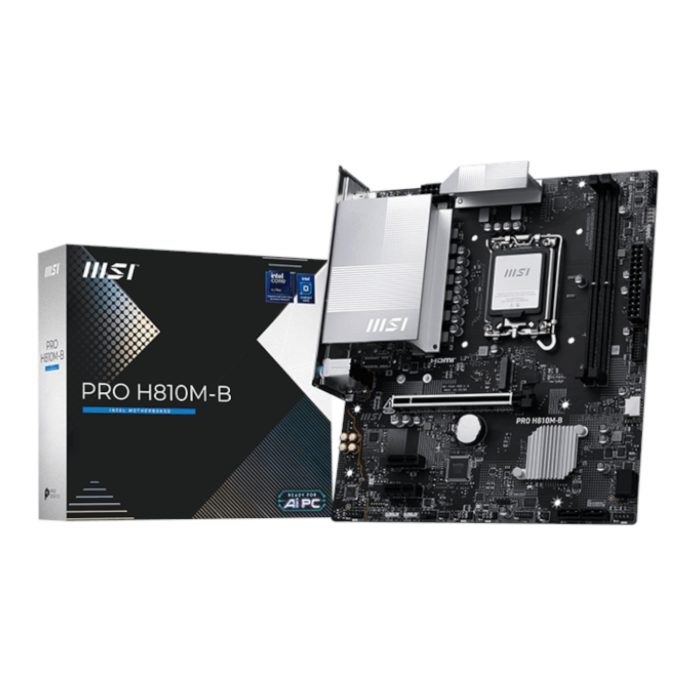 MSI H810M-B PRO | LGA1851 Socket | DDR5 6400 MT/s | PCIe 5.0 | M-ATX Form Factor - New - Image 1