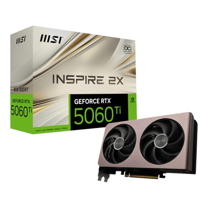 MSI GeForce RTX 5060 Ti INSPIRE 2X OC | 8GB GDDR7 | NVIDIA RTX 5060 Ti | PCIe Gen 5 | Dual STORMFACE Fan - New - Image 1