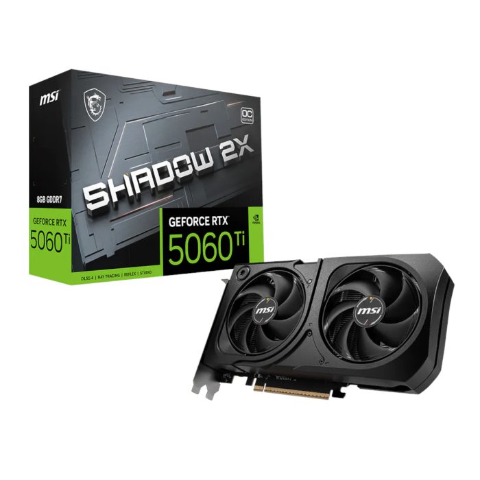 MSI GeForce RTX 5060 Ti SHADOW 2X OC PLUS | 8GB GDDR7 | 2617MHz Boost | PCIe Gen 5 | 128-bit - New - Image 1
