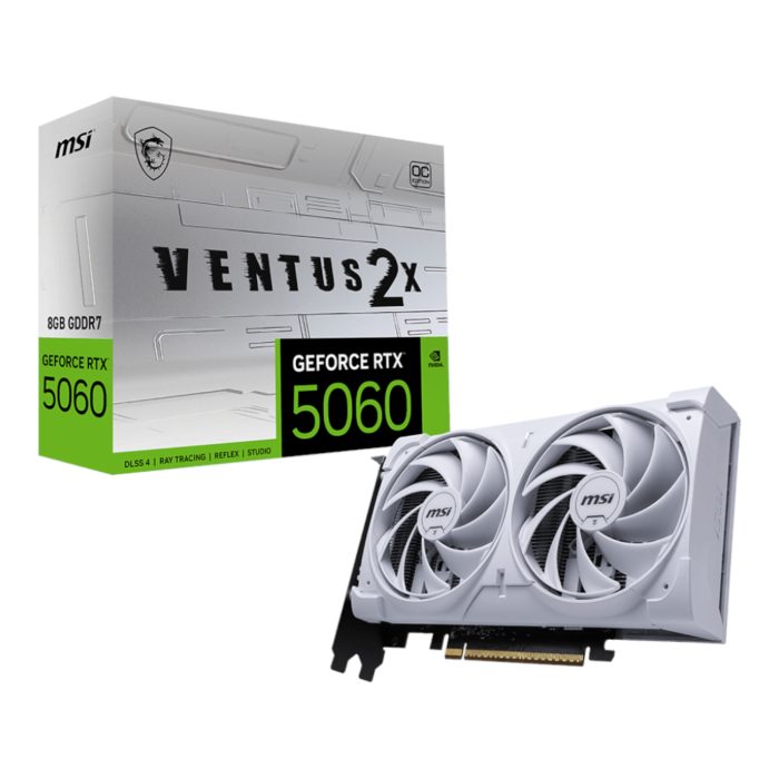 MSI GeForce RTX 5060 VENTUS 2X OC | 8GB GDDR7 | 3840 CUDA Cores | Dual Fan TORX 5.0 | White Edition - New - Image 1