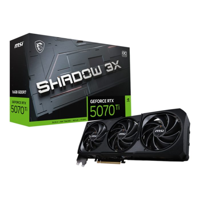 MSI GeForce RTX 5070 Ti SHADOW 3X OC | 16GB GDDR7 | 8960 CUDA Cores | Triple DisplayPort 2.1b - New - Image 1
