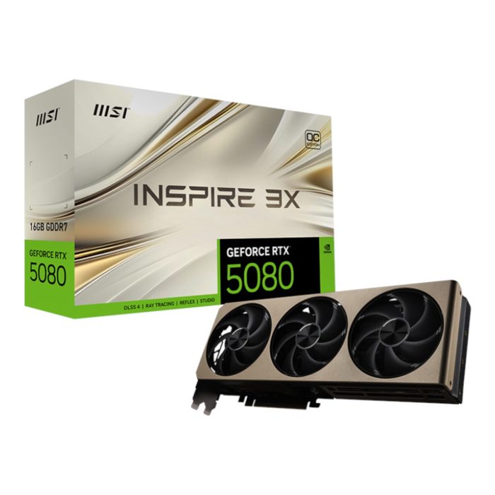 MSI GeForce RTX 5080 INSPIRE 3X OC | 16GB GDDR7 | PCI-E Gen 5 | Triple Fan Cooling - New - Image 1