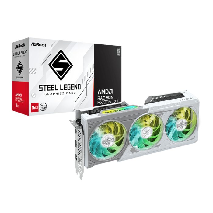 ASRock Radeon RX 9060 XT Steel Legend | 16GB GDDR6 | AMD RDNA 4 | PCIe 5.0 | Up to 3320MHz Boost - New - Image 1