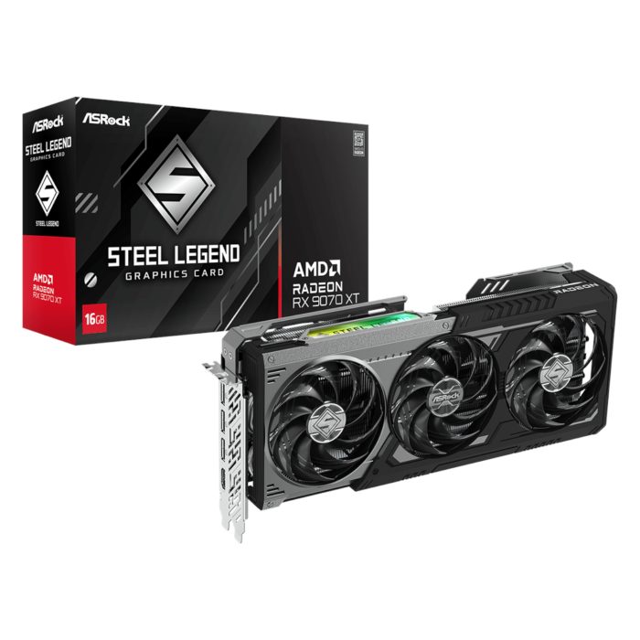ASRock Radeon RX 9070 XT Steel Legend Dark | 16GB GDDR6 | AMD RDNA 4 | PCIe 5.0 x16 | 4K 8K Gaming - New - Image 1