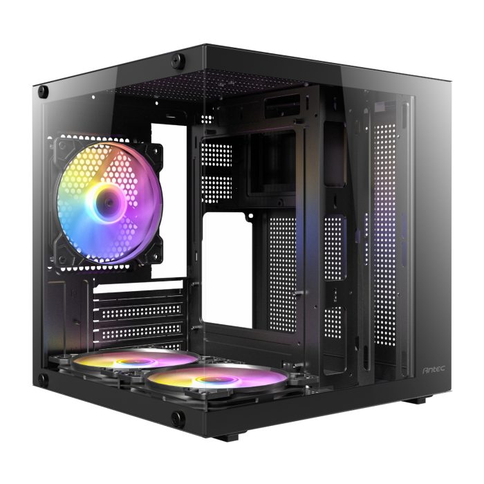 Antec VCX10M RGB | Micro-ATX & Mini-ITX | 270° Panoramic Glass | 3x 120mm RGB Fans | Dual Chamber - New - Image 1