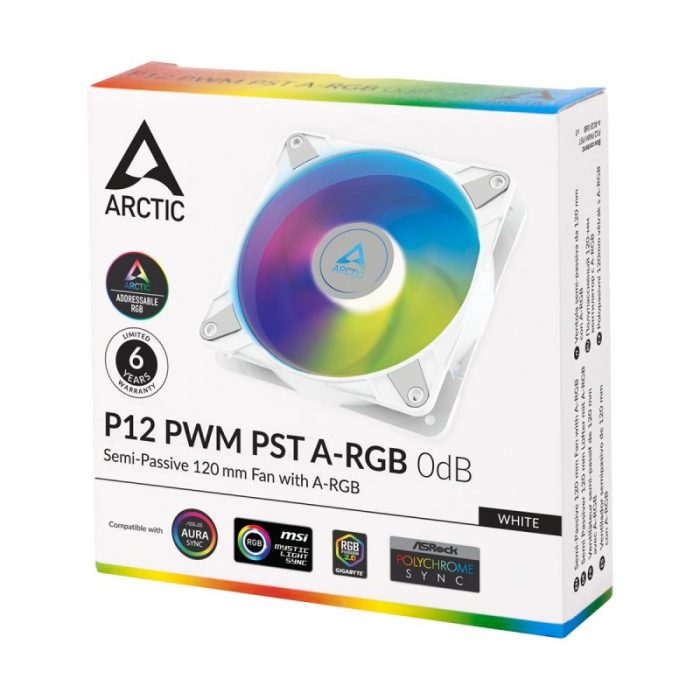 ARCTIC P12 PWM PST | 120mm ARGB Fan | PWM Sharing Technology | 0dB Silent Mode | 12 A-RGB LEDs - New - Image 1