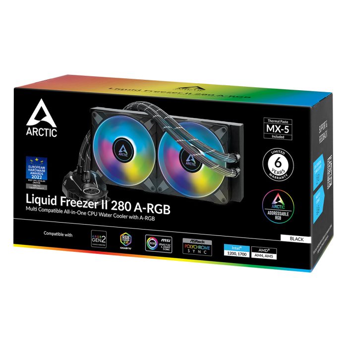 Arctic Liquid Freezer II 280 ARGB | 280mm AIO Liquid Cooler | 38mm Thick Radiator | PWM Pump | A-RGB Fans - New - Image 1
