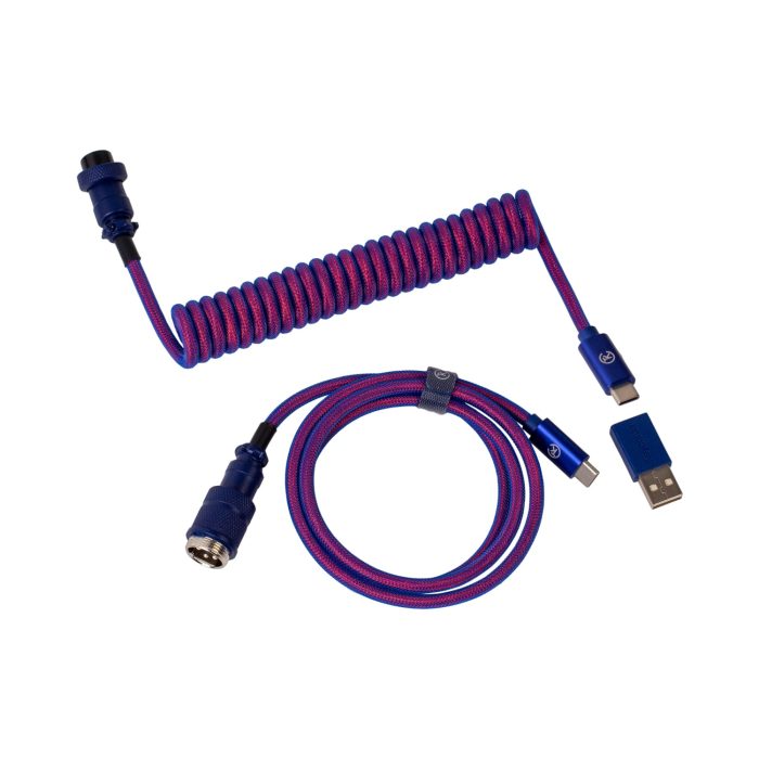 Keychron Premium Coiled Aviator USB Cable | Type-C + USB-A Adapter | Detachable Aviator Connector | 108cm Total Length - New - Image 1