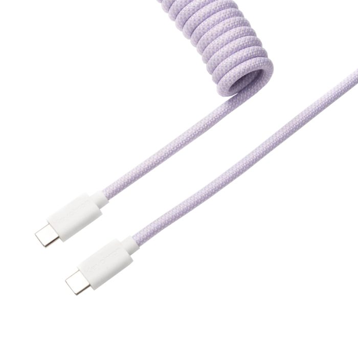 Keychron Coiled Aviator Cable | USB Type-C | GX12 5-Pin Aviator | 136cm Total Length | Light Purple - New - Image 1
