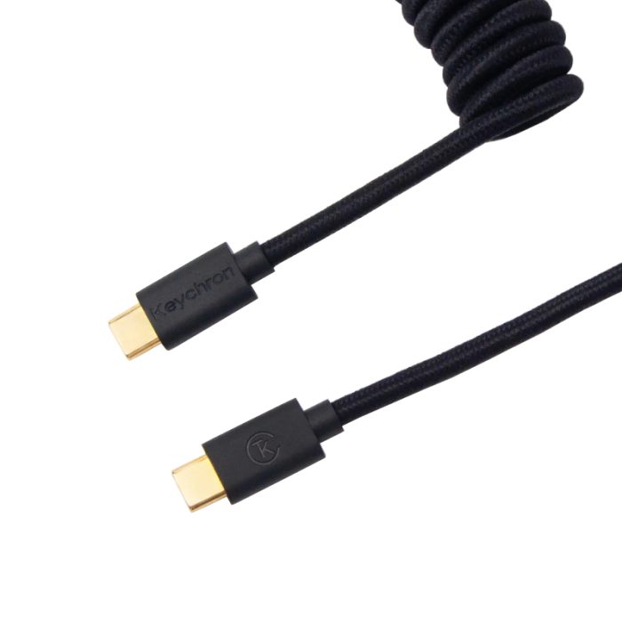 Keychron Coiled Aviator Cable | USB Type-C | Gold-Plated | 136cm Total Length | GX12 Aviator Port - New - Image 1