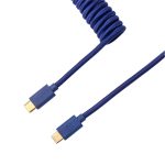Keychron Coiled Aviator Cable | Blue | GX12 5-Pin Aviator | USB-C | 136cm Total Length – New