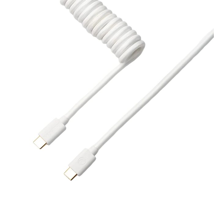 Keychron Coiled Aviator Cable | White | GX12 5-Pin Aviator | USB Type-C | 136cm Total Length - New - Image 1
