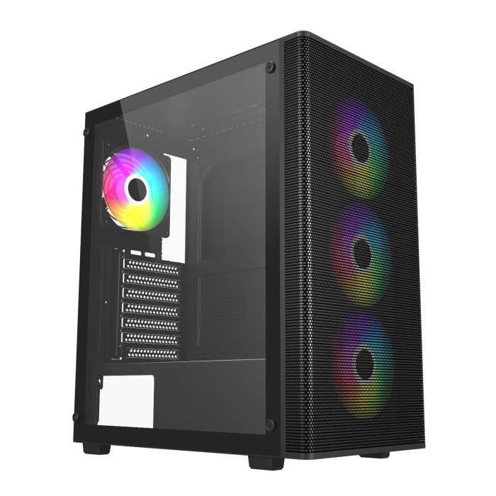 FSP M220 ATX Mid Tower | 4x ARGB Fans Pre-Installed | 360mm Radiator Support | ATX & mATX | Tempered Glass - New - Image 1