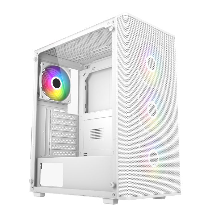 M220-WA_FSP-M220-ATX-RGB-Gaming-Chassis-White_wr_01 FSP M220 | ATX Mid Tower | 4x ARGB Fans | Tempered Glass - New - Image 1