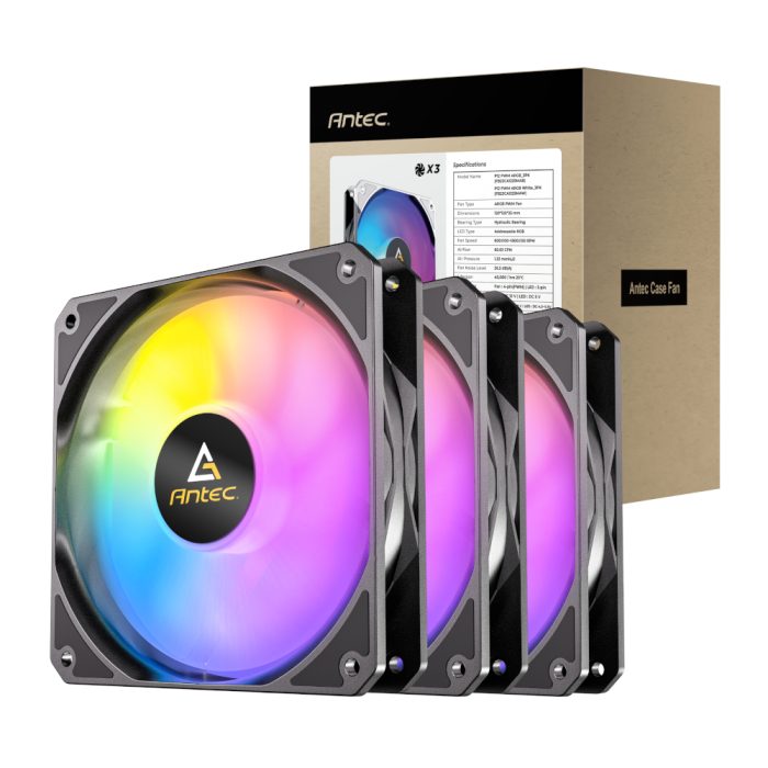 Antec P12 ARGB 120 PWM | 120mm Case Fan | 9-Blade PWM | ARGB Lighting | 3-Pack - New - Image 1